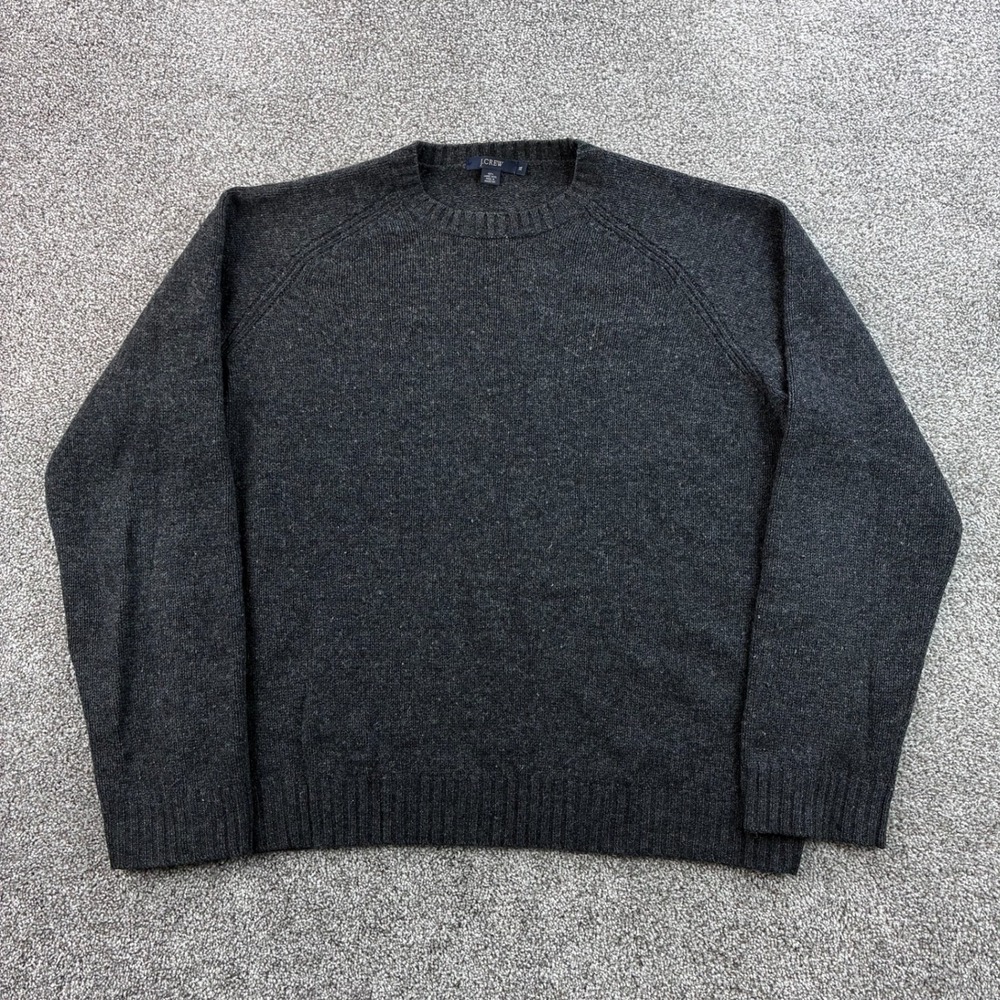 J.Crew Sweater Mens XL Gray Lambswool Crew Neck Raglan Knit Pullover